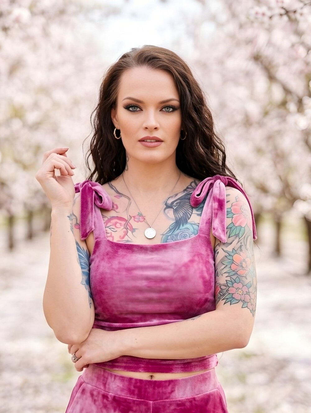 Free People ✦ Boulevard Tank ✦ Dragonfruit Pink Tie Straps Ruched Bodice XS NWOT - Picture 4 of 11